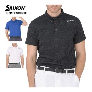 スリクソン by デサント メンズ ゴルフウェア ロゴパターンジャガード 半袖 ポロシャツ RGMXJA04 2024年春夏モデル M-3L