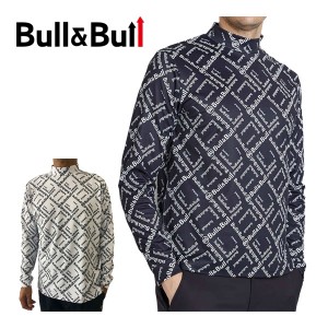 Bull＆Bull ゴルフウェア メンズ ロゴ総柄 モックネック 長袖シャツ M080-12028 2023年秋冬モデル M-XL