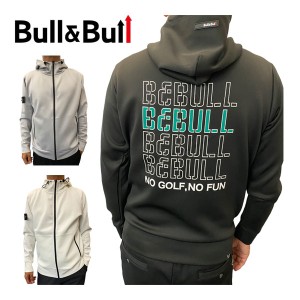 Bull＆Bull ゴルフウェア メンズ ダンボールニット バックロゴ フルジップ パーカー M080-32535 2023年秋冬モデル XS-L