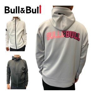 Bull＆Bull ゴルフウェア メンズ ダンボールニット バックロゴ フルジップ パーカー M080-32536 2023年秋冬モデル XS-L