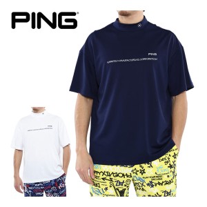 ピン メンズ ゴルフウェア ネイティブライン メランジ調 ハイネック 半袖シャツ 621-4167209 2024年春夏モデル M-LL