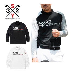 SY32 by SWEET YEARS メンズ ゴルフウェア ストレッチ モックネック 長袖シャツ SYG-23A11 2023年秋冬モデル M-XL