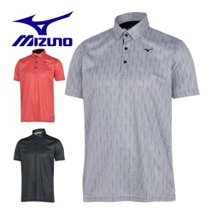 ミズノ ゴルフウェア メンズ 幾何学柄プリント 半袖 ポロシャツ E2JAB059 2024年春夏モデル M-XL