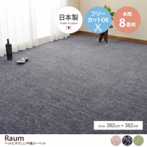 【g136161】カーペット ラグ 絨毯 フロア マット 382×382 カットパイル 平織 ラウム フリーカット 日本製 本間8畳 切れる