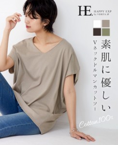 [メール便で送料無料]カットソー tシャツ 綿100％ レディース トップス Vネック 春新作【メール便1点まで】[M便 1/1]