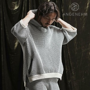 2024 春夏 先行予約 5月下旬〜6月上旬入荷予定 ANGENEHM アンゲネーム Uneven texture sweater short sleeve hoodie メンズ atftps