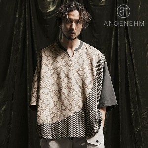 2024 春夏 先行予約 5月中旬〜下旬入荷予定 ANGENEHM アンゲネーム Patterned switching T-shirt メンズ Tシャツ 送料無料 atftps