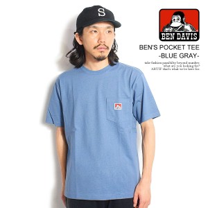 BEN DAVIS ベンデイビス BEN'S POCKET TEE -BLUE GRAY- メンズ Tシャツ 半袖 半袖Tシャツ 定番 ポケットTシャツ ストリート atftps