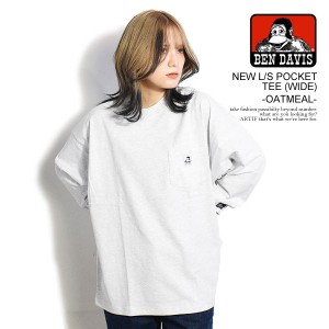 BEN DAVIS ベンデイビス NEW L/S POCKET TEE (WIDE) -OATMEAL- メンズ Tシャツ 長袖 ロンT ポケットTシャツ ストリート atftps