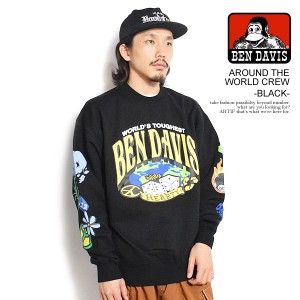 BEN DAVIS ベンデイビス AROUND THE WORLD CREW -BLACK- メンズ スウェット トレーナー ヘビーウェイト ストリート atftps