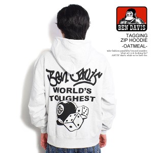 BEN DAVIS ベンデイビス TAGGING ZIP HOODIE -OATMEAL- メンズ パーカー ジップパーカー 裏毛 ビッグシルエット 送料無料 atftps