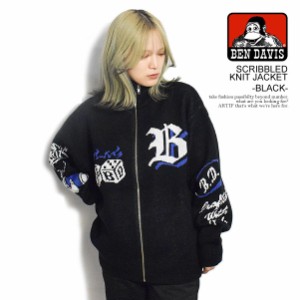 BEN DAVIS ベンデイビス SCRIBBLED KNIT JACKET -BLACK- メンズ ジャケット ニットジャケット ジップアップ 送料無料 ストリート atfjkt