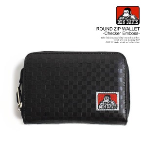 BEN DAVIS ベンデイビス ROUND ZIP WALLET -Checker Emboss- メンズ 二つ折り財布 財布 フェイクレザー ストリート atfacc