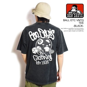 BEN DAVIS ベンデイビス BALL ETC VNTG TEE -BLACK- メンズ Tシャツ 半袖 バック プリント オーバーサイズ ヴィンテージ加工 atftps