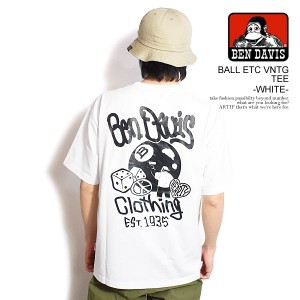 BEN DAVIS ベンデイビス BALL ETC VNTG TEE -WHITE- メンズ Tシャツ 半袖 バック プリント オーバーサイズ ヴィンテージ加工 atftps