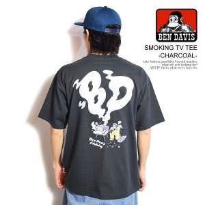 BEN DAVIS ベンデイビス SMOKING TV TEE -CHARCOAL- メンズ Tシャツ 半袖 バック プリント オーバーサイズ ストリート atftps