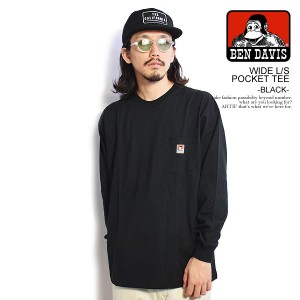 BEN DAVIS ベンデイビス WIDE L/S POCKET TEE -BLACK- メンズ Tシャツ 長袖 ロンTストリート atftps