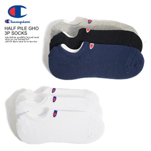 CHAMPION チャンピオン HALF PILE GHOST 3P SOCKS メンズ 靴下 ソックス スニーカーソックス ゴーストソックス ロゴ ストリート atfacc