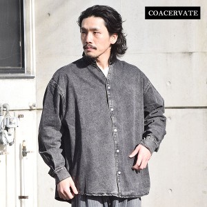 COACERVATE コアセルベート Chemical Wash Denim Band Collar L/S Shirts メンズ シャツ デニムシャツ ケミカルウォッシュ 送料無料 atft