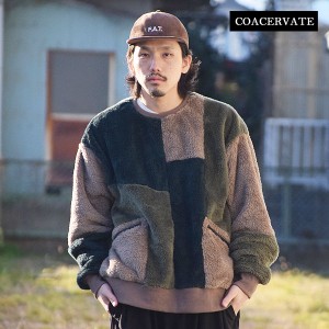 COACERVATE コアセルベート Micro Fur Patchwork Pullover Cutsew メンズ カットソー マイクロファー エコファー 送料無料 atftps