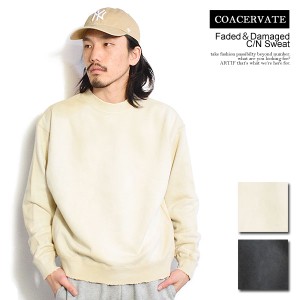 50％OFF SALE セール COACERVATE コアセルベート Faded＆Damaged C/N Sweat スウェット ダメージ加工 トレーナー atftps