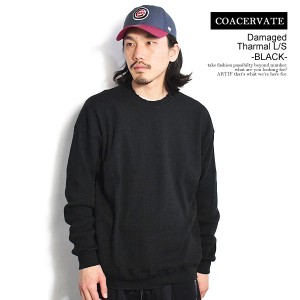 COACERVATE コアセルベート Damaged Tharmal L/S -BLACK- メンズ Tシャツ ロンT サーマル カットソー 長袖 ストリート atftps