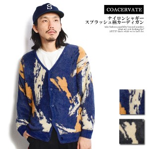 30％OFF SALE セール COACERVATE コアセルベート ナイロンシャギースプラッシュ柄カーディガン メンズ カーディガン ジャガード 送料無料