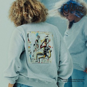 CLUCT×Jean-Michel Basquiat クラクト #D[CREW SWEAT] メンズ スウェット ジャン=ミシェル・バスキア コラボレーション atftps