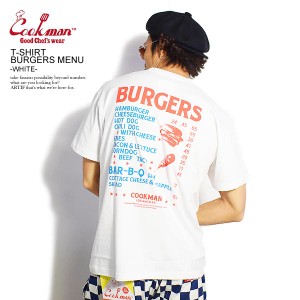 COOKMAN クックマン T-shirts Burgers menu -WHITE- メンズ Tシャツ 半袖 半袖Tシャツ ストリート cookman tシャツ atftps