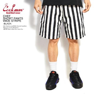 COOKMAN クックマン CHEF SHORT PANTS WIDE STRIPE -BLACK- 231-32970 ショートパンツ シェフパンツ ストリート atfpts