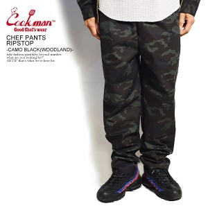 COOKMAN クックマン CHEF PANTS RIPSTOP -CAMO BLACK(WOODLAND)- メンズ パンツ シェフパンツ イージーパンツ ストリート atfpts