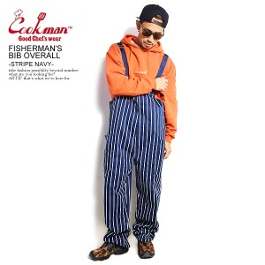 COOKMAN クックマン FISHERMAN'S BIB OVERALL -STRIPE NAVY- メンズ オーバーオール サロペット パンツ ストリート 送料無料 atfpts