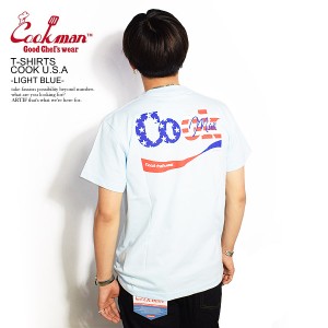 COOKMAN クックマン T-SHIRTS COOK U.S.A. -LIGHT BLUE- メンズ Tシャツ 半袖 半袖Tシャツ ストリート cookman tシャツ atftps