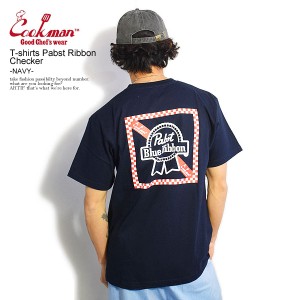 COOKMAN クックマン T-shirts Pabst Ribbon Checker -NAVY- メンズ Tシャツ 半袖 半袖Tシャツ ストリート cookman tシャツ atftps