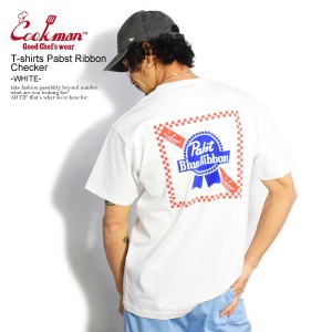 COOKMAN クックマン T-shirts Pabst Ribbon Checker -WHITE- メンズ Tシャツ 半袖 半袖Tシャツ ストリート cookman tシャツ atftps