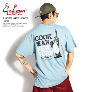 COOKMAN クックマン T-shirts Lady Liberty -BLUE- メンズ Tシャツ 半袖 半袖Tシャツ ストリート cookman tシャツ atftps