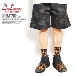 COOKMAN クックマン CHEF PANTS SHORT RIPSTOP -WOODLAND CAMO BLACK- メンズ ショートパンツ ショーツ シェフパンツ ストリート atfpts