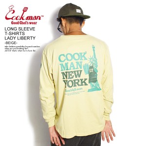 COOKMAN クックマン LONG SLEEVE T-SHIRTS LADY LIBERTY -BEIGE- メンズ Tシャツ 長袖 ロンT ストリート cookman atftps