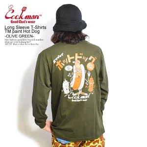 COOKMAN クックマン Long Sleeve T-Shirts TM paint Hot Dog -OLIVE GREEN- メンズ Tシャツ 長袖 ロンT ストリート atftps