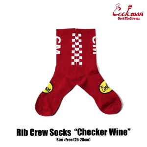 COOKMAN クックマン RIB CREW SOCKS CHECKER WINE メンズ ソックス 靴下 ハイソックス ストリート atfacc