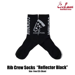 COOKMAN クックマン RIB CREW SOCKS REFLECTOR BLACK メンズ ソックス 靴下 ハイソックス ストリート atfacc