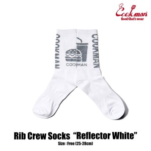 COOKMAN クックマン RIB CREW SOCKS REFLECTOR WHITE メンズ ソックス 靴下 ハイソックス ストリート atfacc