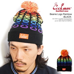 COOKMAN クックマン Beanie Logo Rainbow -BLACK- メンズ ニットキャップ ニット帽 ビーニー ストリート atfcap