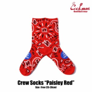 COOKMAN クックマン Crew Socks Paisley Red メンズ ソックス 靴下 ハイソックス ストリート atfacc