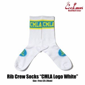 COOKMAN クックマン Rib Crew Socks CMLA logo White メンズ ソックス 靴下 ハイソックス ストリート atfacc