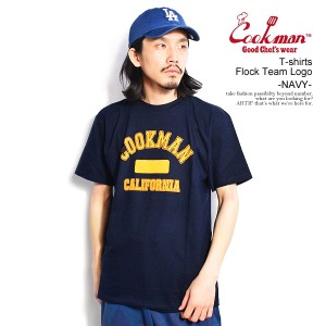 COOKMAN クックマン T-shirts Flock Team Logo -NAVY- メンズ Tシャツ 半袖 アメリカ 西海岸 ストリート atftps