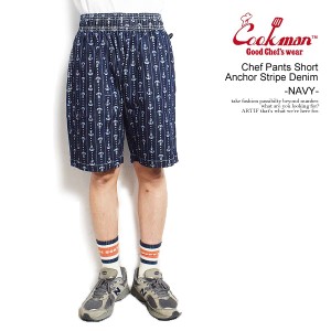 COOKMAN クックマン Chef Pants Short Anchor Stripe Denim -NAVY- メンズ ショートパンツ ショーツ パンツ シェフパンツ atfpts