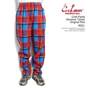 COOKMAN クックマン Chef Pants Woolmix Tartan Original Red -RED- メンズ パンツ シェフパンツ イージーパンツ ストリート atftps