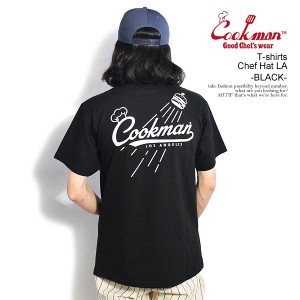 COOKMAN クックマン T-shirts Chef Hat LA -BLACK- メンズ Tシャツ 半袖 アメリカ 西海岸 ベースボール ストリート atftps