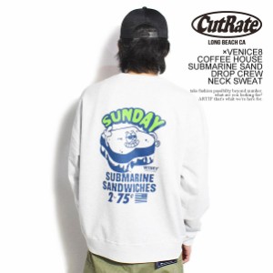 CUTRATE カットレイト ×VENICE8 COFFEE HOUSE SUBMARINE SAND DROP SHOULDER CREW NECK SWEAT メンズ スウェット atftps